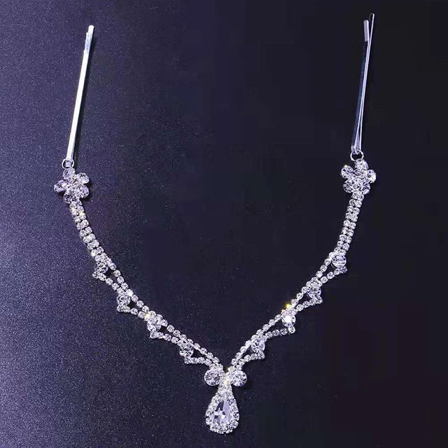 Crystal bridal forehead chain with stone fans, bling design, for women, luxurious headpiece by Hot Trend Vault.