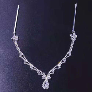 Crystal bridal forehead chain with stone fans, bling design, for women, luxurious headpiece by Hot Trend Vault.