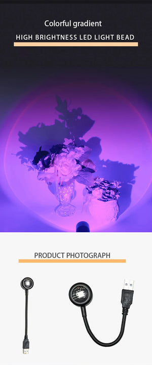 LED Sunset Lamp Nightlights USB Projector Birthday Party Decoration Mood Lights For Bedroom Living Room Wall Photography