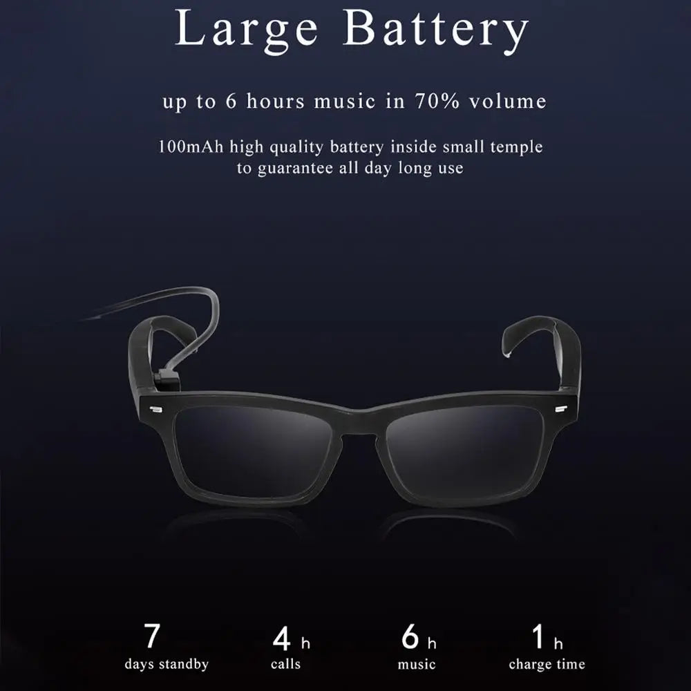 Smart Glasses Wireless BT 5.0 Hands-Free Calling Music Audio Sport Headset Eyewear Intelligent Eyeglasses IPX7 Waterproof