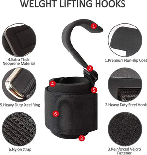 Weight Lifting Hook Grips With Wrist Wraps Hand-Bar Wrist Strap Gym Fitness Hook Weight Strap Pull-Ups Power Lifting Gloves