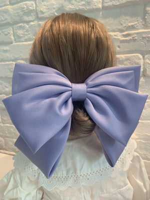 Large satin bow hairpin for women, retro style ponytail accessory from Hot Trend Vault, perfect for elegant hair styling.