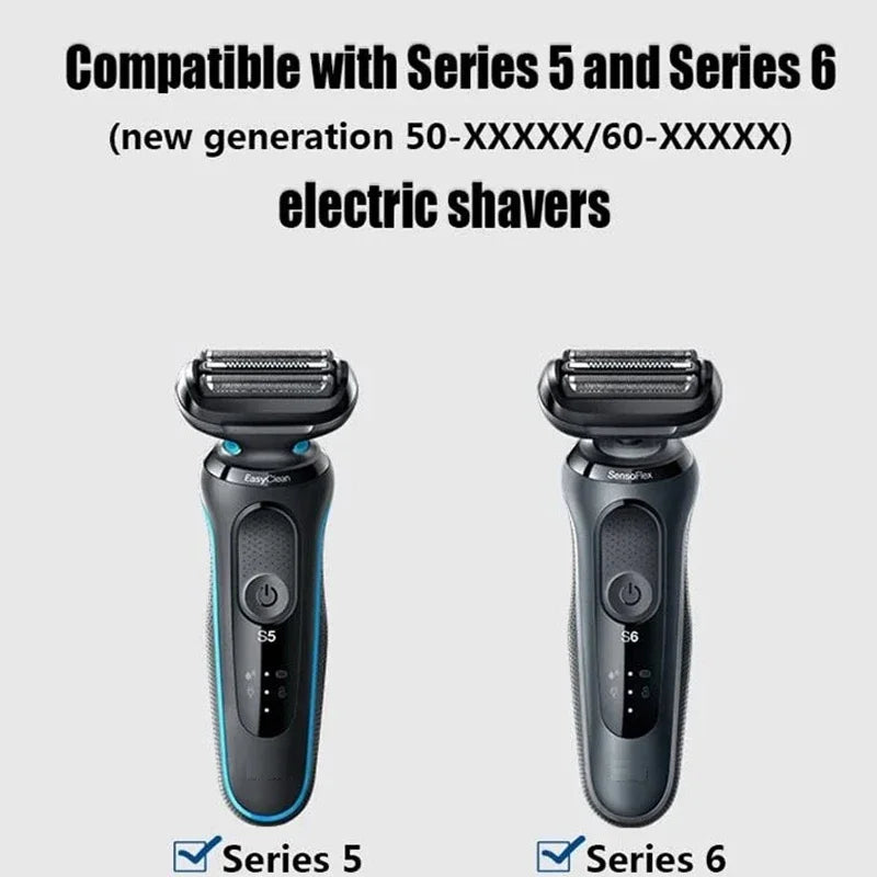 Dutrieux Premium Braun Series 5 replacement shaver head for men, with multiple cutting elements and a sleek design.