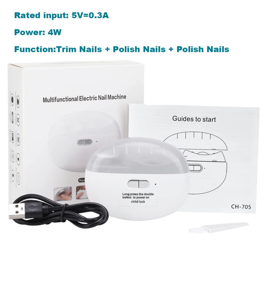 2 in 1 Electric Nail Clipper Automatic Polishing Nail Trimmer Mill Manicure For Baby Adult Nail Cutter Sharpener with Light Safe