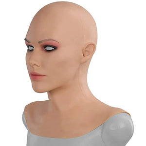 Realistic Silicone Mask With Neck Head Cover Makeup Crossdresser Cosplay Beauty Mask Collection Male to Female Full Head Mask