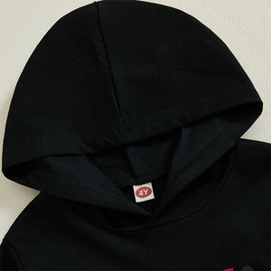 4-7Years Kids Girls Boys Hoodies Letter Heart Print Hooded Long Sleeve Pullovers Valentine's Day Clothes Spring Sweatshirts