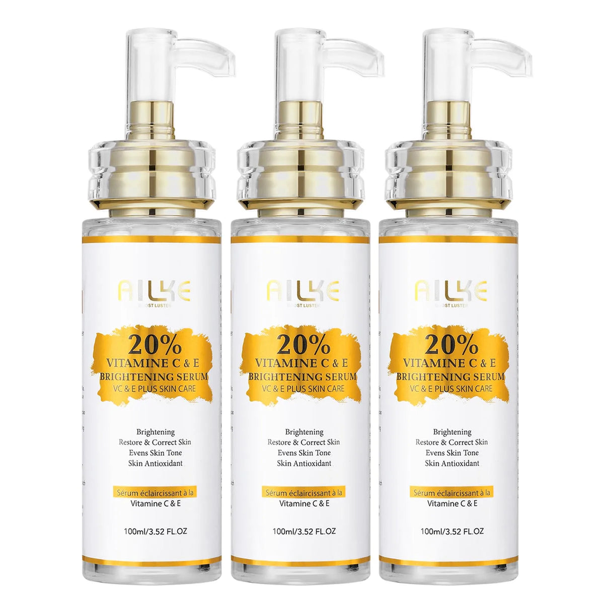 Hot Trend Vault AILKE Whitening Skin Care Kit with Vitamin C for brightening, includes cleansers, serums, and moisturizers for unisex use.