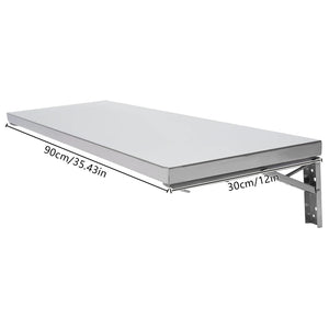 304 Stainless Steel Wall-Mounted Folding Table, Concession Shelf - Max Load 110lbs, Modern Rectangle Foldable Shelf for Kitchen