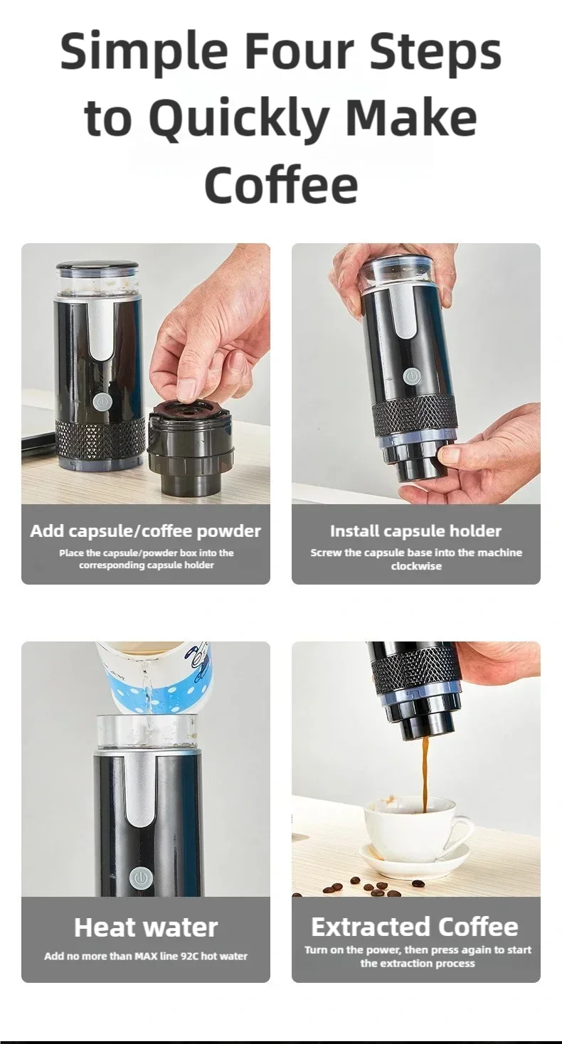 Portable Coffee Maker Electric Capsule Grind-and-Brew Coffee Maker Suitable for Ground Coffee and K-Cup Large Coffee Pods