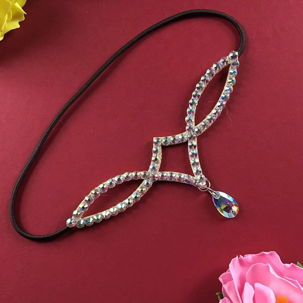 Stone Fans AB Pendant Headpiece by Hot Trend Vault featuring hair jewelry with colorful stone fans for drag queen costumes