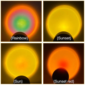 Hot Trend Vault USB Sunset Light Rainbow Projection Lamp for bedroom decor and selfies, showcasing a colorful rainbow sunset display.
