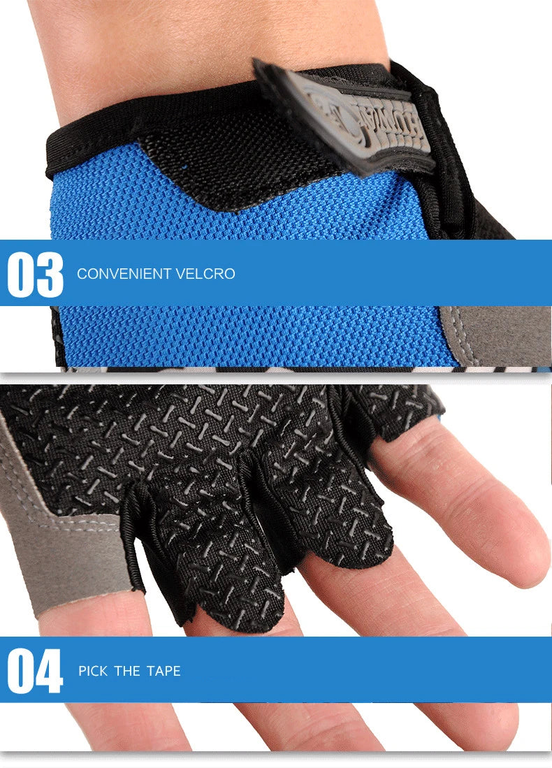 Guantes de ciclismo sin dedos transpirables y antideslizantes para hombres y mujeres