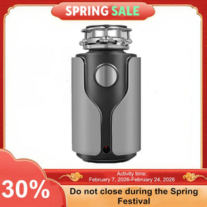 Hot Trend Vault SUSWEETLIFE 220V Food Waste Disposer installed in a home kitchen with air switch control.