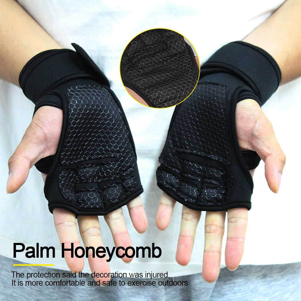 Guantes de gimnasio para entrenamiento para hombres y mujeres, protector de muñeca y palma para levantamiento de pesas
