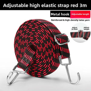 Heavy duty motorcycle bungee cord with hooks by Hot Trend Vault, designed for luggage security and rider transportation.