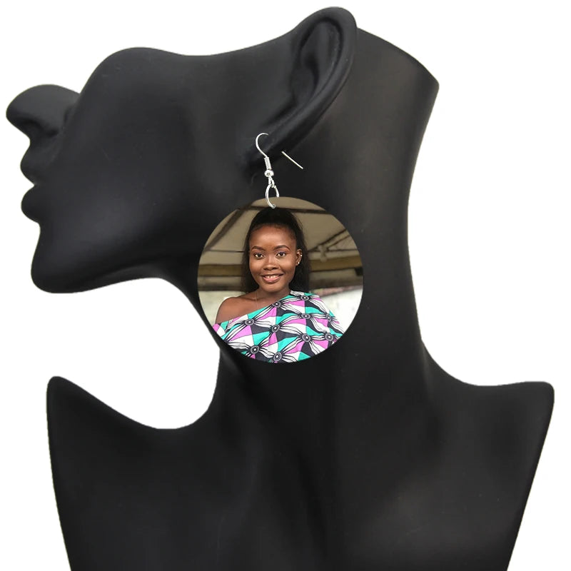 SOMEHOUR Customized African Wooden Drop Earrings Making Picture Printed 3 Sizes Personalized Wood Dangle For Women Gifts 10Pairs