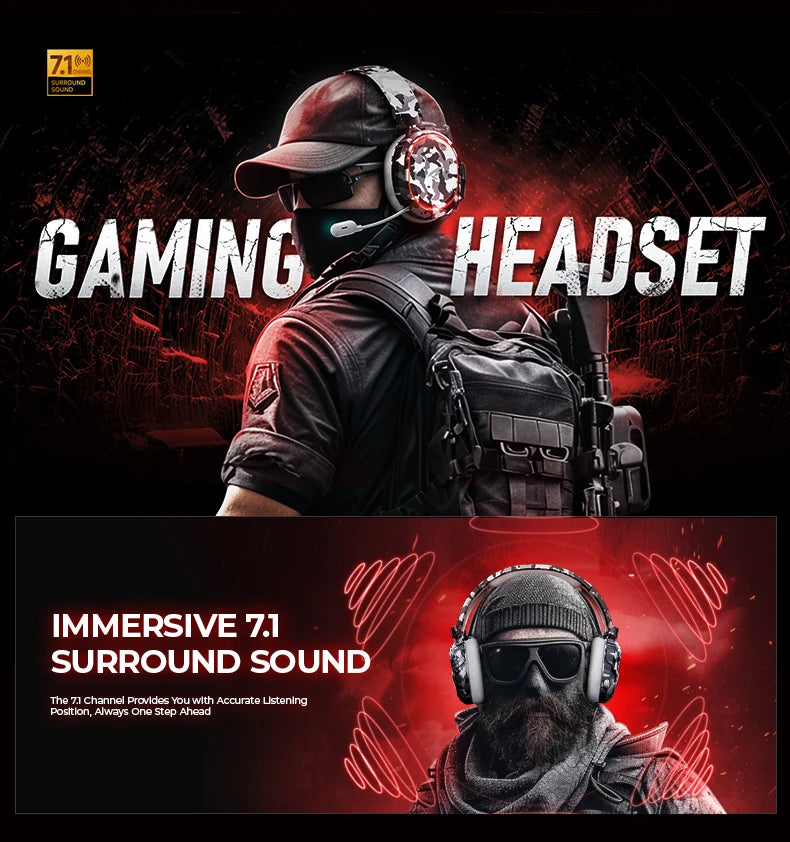 Picun G2 Wireless Gaming Headset Bluetooth 2.4G Headphones 7.1 Surround 5ms Low Latency ENC Mic for PC PS4 PS5 Phone Switch