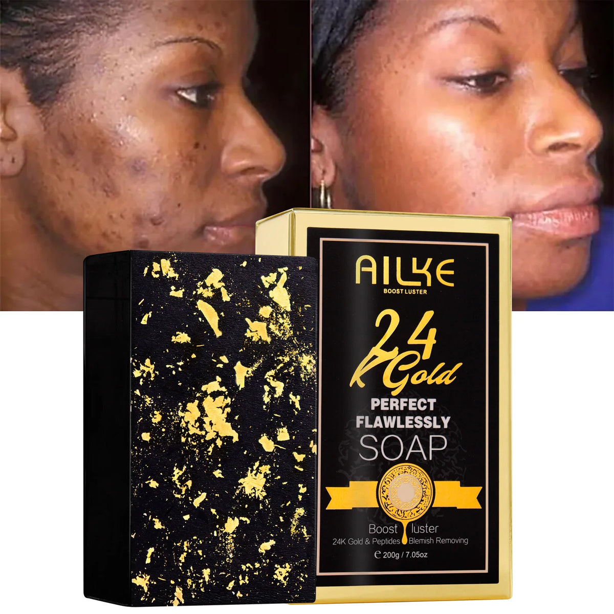 Hot Trend Vault AILKE 24K Gold Collagen Whitening cream jar with gold accents and elegant packaging.