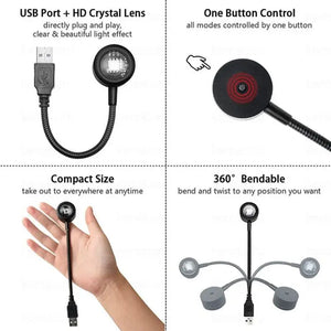 Sunset Lamp Projector USB Powered LED Rainbow Romantic Night Light Neon Atmosphere Home Decoration Photography Light Room Decor