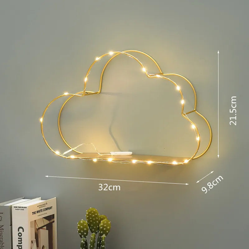 Ins Home Wall Decoration Cloud Shape Decor Shelf Potted Ornament Storage Holder Rack Girl Bedroom DIY Wall Art Display Storage