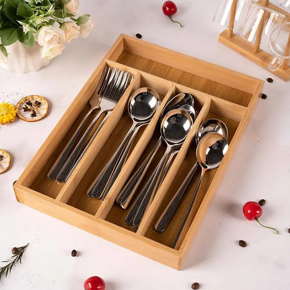 Silverware Drawer Organizer Tray Divided Multipurpose Flatware Tray Household Portable Utensil Organizer Space Saving Silverware