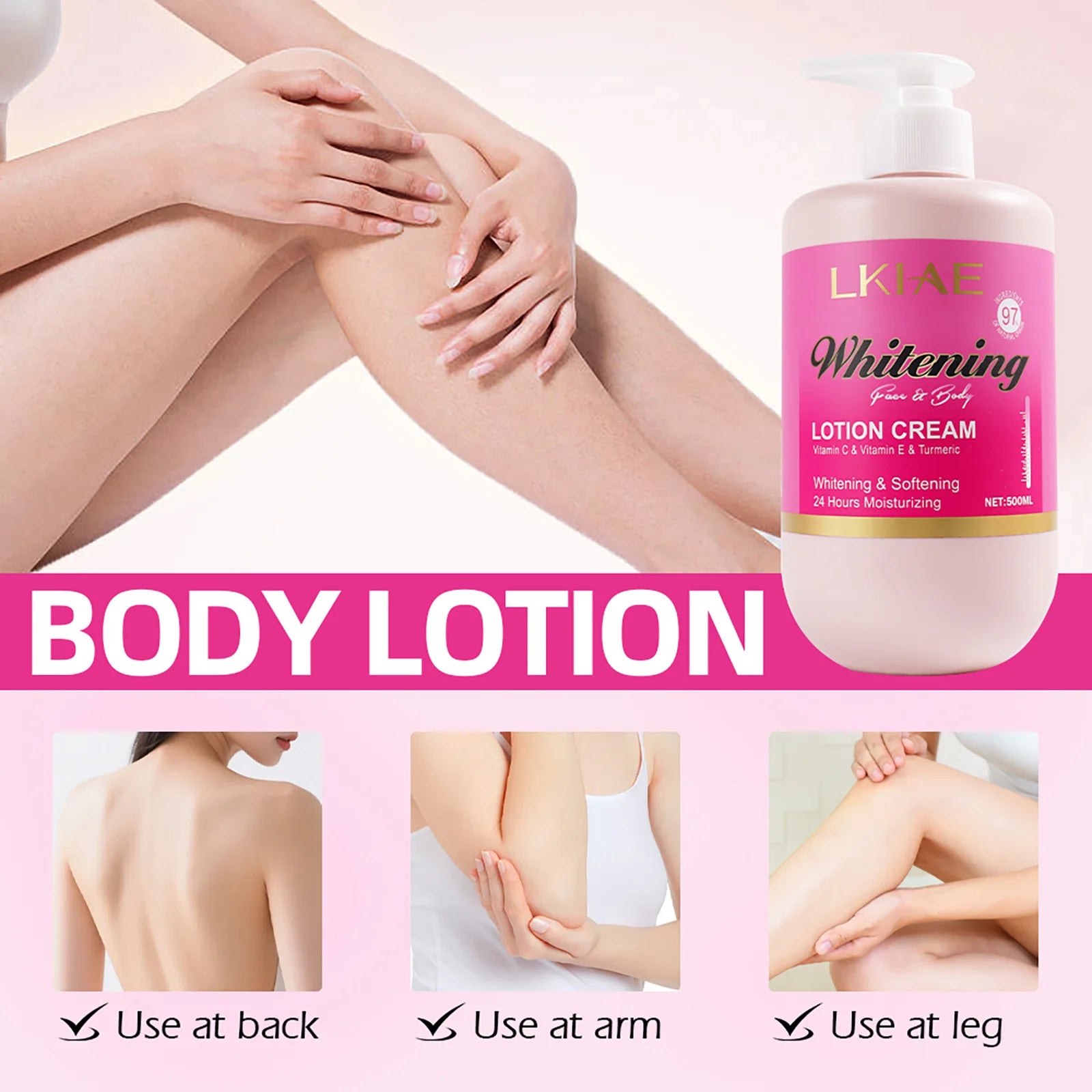 Vitamin C Whitening Lotion by Hot Trend Vault for all skin types, featuring brightening and skin-brightening effects.