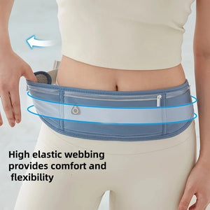 Waterproof waist bag for runners and cyclists by Hot Trend Vault with phone pocket, black nylon material, adjustable strap, and secure zipper.