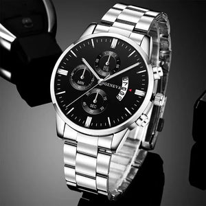 Deyros men's luxury quartz watch with alloy band, round case, and bracelet clasp, featuring a stylish accessories design.