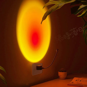 USB Rainbow Sunset Lamp by Hot Trend Vault, ambient mood light with colorful sunset design for bedroom decor and photography.