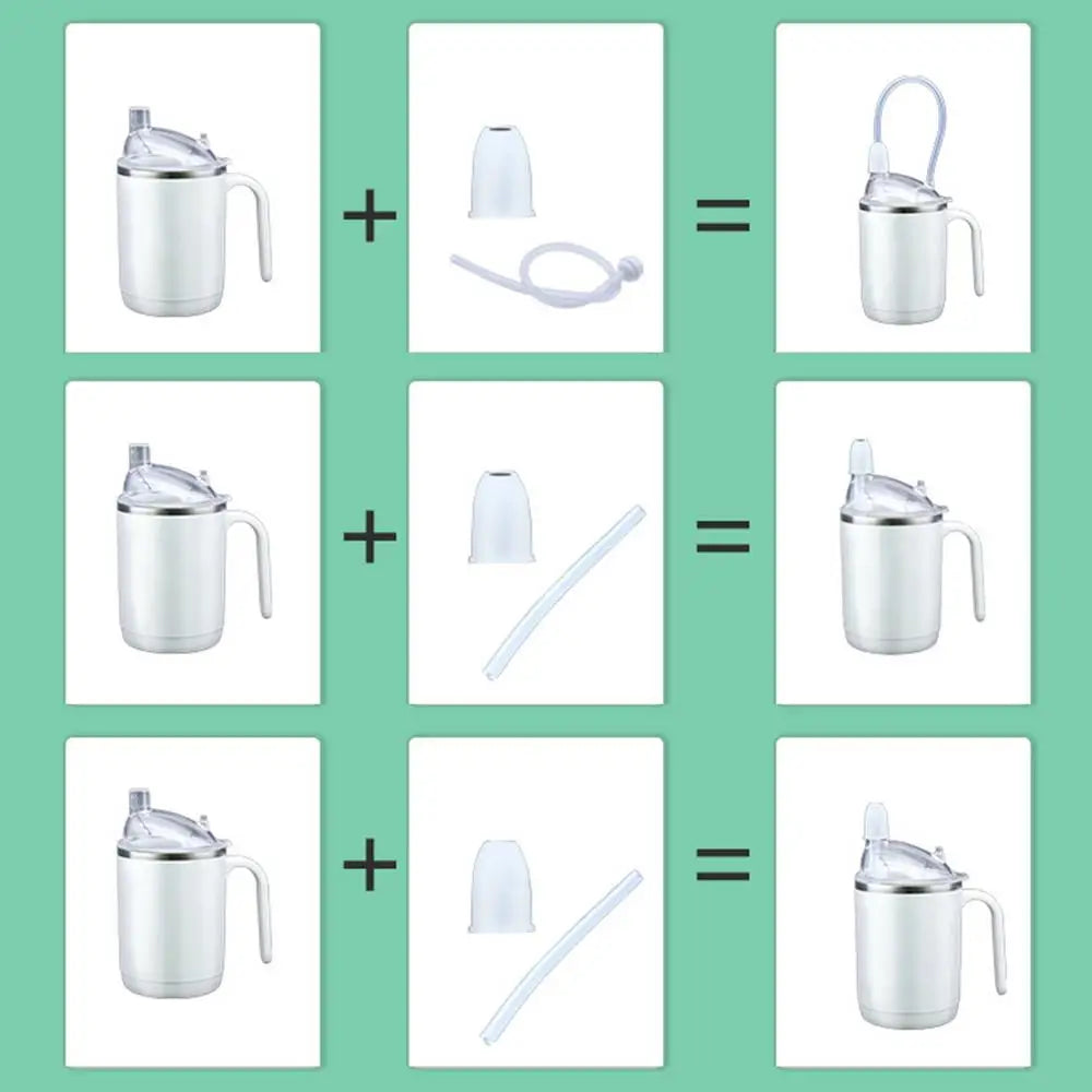 Silicone Adult Sippy Cups For Elderly Spill Proof Drinking Cup With Straw For Disabled Patient Adult Sippy Cup With Handle For