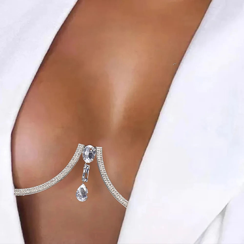 Fashion Water Drop Chest Bracket Jewelry Bra Top Necklace Rhinestone 2024 Sexy Body Chain Jewelery Lingerie Bikini Harness Club