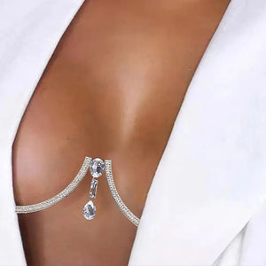 Fashion Water Drop Chest Bracket Jewelry Bra Top Necklace Rhinestone 2024 Sexy Body Chain Jewelery Lingerie Bikini Harness Club