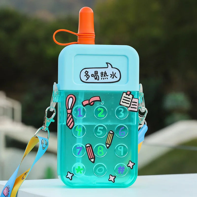 Portable Sport Plastic Drinking Kettle Cute Water Bottle For Girls 300ml Phone Model Straw Tumbler Kid Travel Cartoon Kawaii Cup