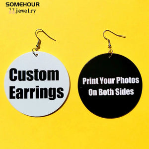 SOMEHOUR Customized African Wooden Drop Earrings Making Picture Printed 3 Sizes Personalized Wood Dangle For Women Gifts 10Pairs
