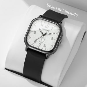 Square silicone watch strap for Hot Trend Vault unisex quartz wristwatch, casual style with a modern design.