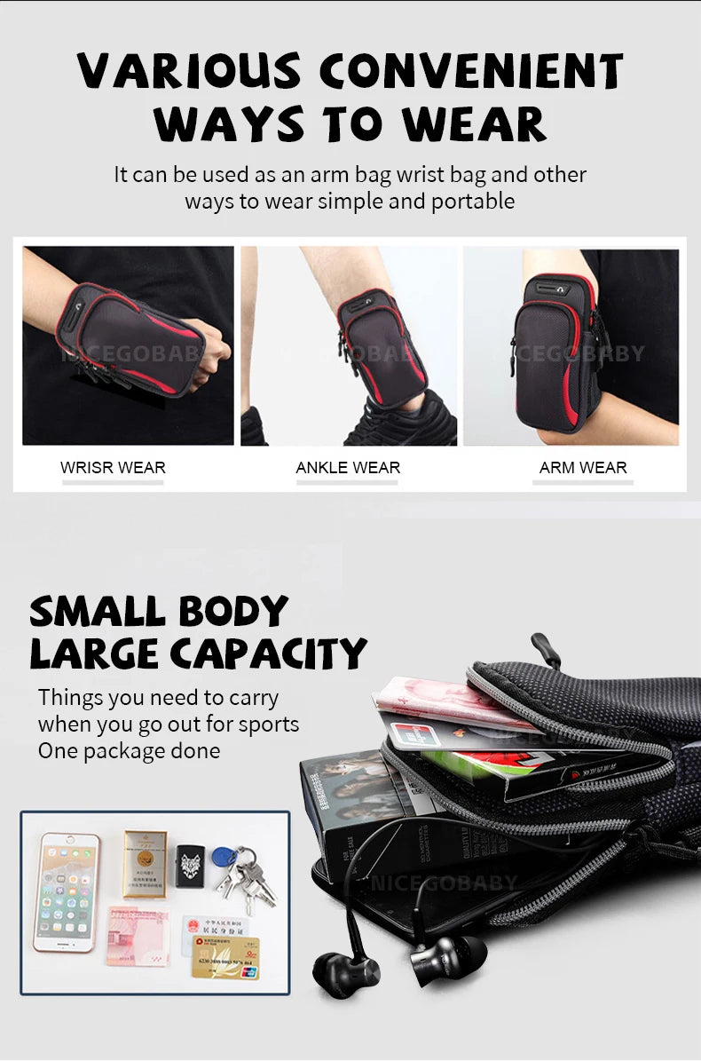 Running phone arm Bag for men and women Arm strap Sports arm Sleeve Artifact Wrist bag Waterproof lightweight outdoor equipment
