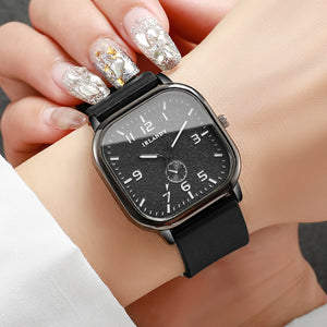 Square silicone strap quartz wristwatch for men and women, casual unisex design by Hot Trend Vault.