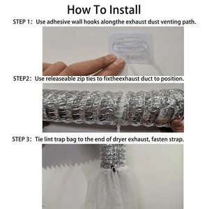 Reusable lint catcher for dryer ventless dryers by Hot Trend Vault, showing the filter kit with fluffy lint collection.
