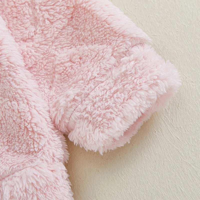 Kids Baby Girl Plush Hooded Sweatshirt Autumn Winter Cute Heart Pattern Long Sleeve Casual Hoodies Valentine's Day Pullovers