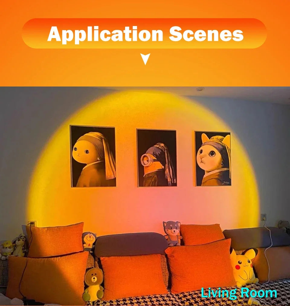 USB Sunset Light LED Rainbow Neon Night Lamp Sunset Projector Self Photography Light Wall Atmosphere Lighting For Bedroom Decor