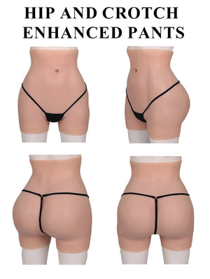Silicone hip enhancer panties for drag queens and crossdressers, featuring a lift and curvy buttock shape in black for cosplay.
