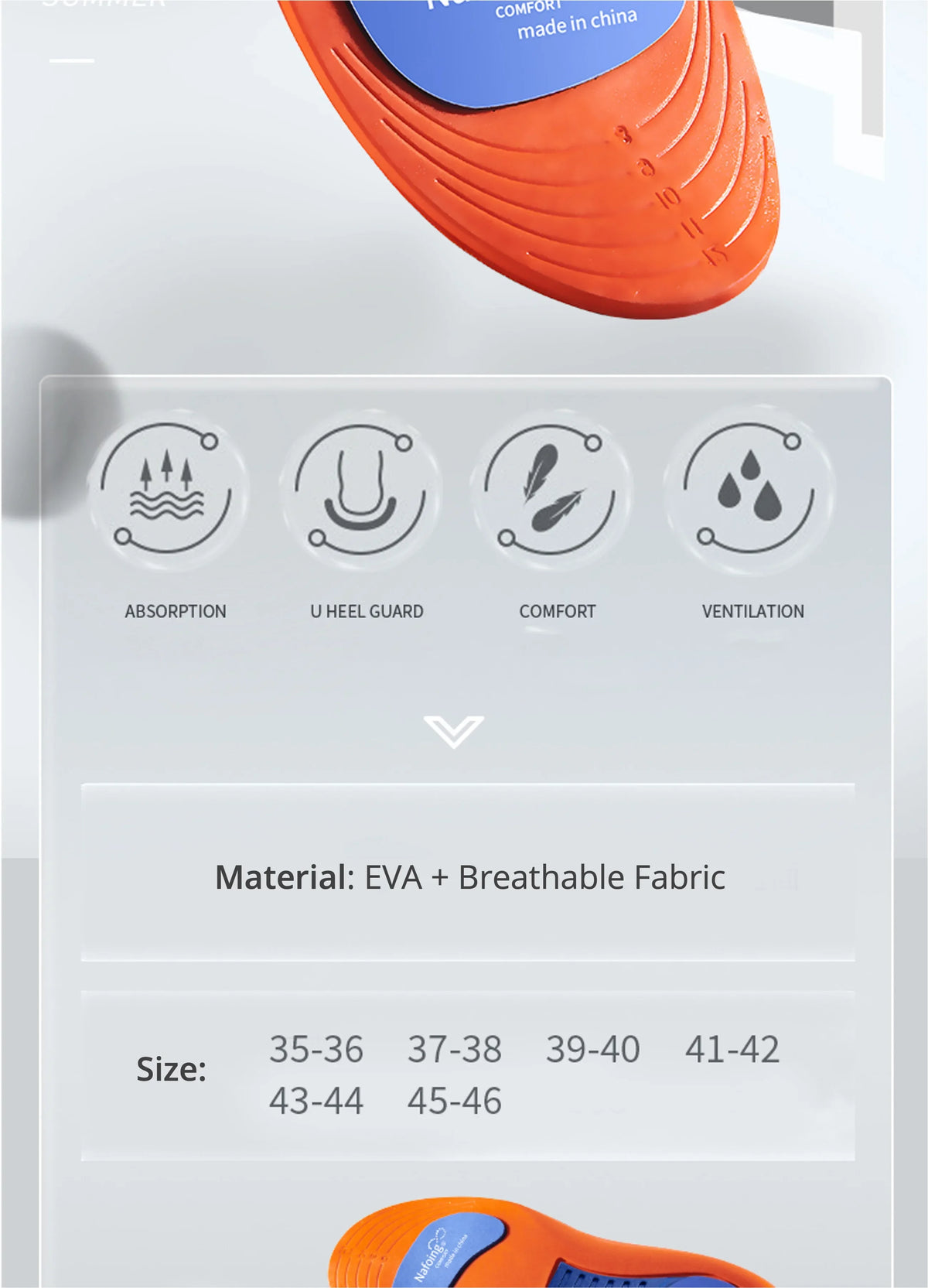 Sport Orthopedic Insoles for Feet Men Women EVA Breathable Shock Absorption Shoes Insole for Running Basketball Sport Care Pads