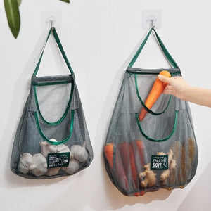 Hot Trend Vault reusable mesh storage bags for kitchen vegetables, hanging design keeps produce fresh and organized.