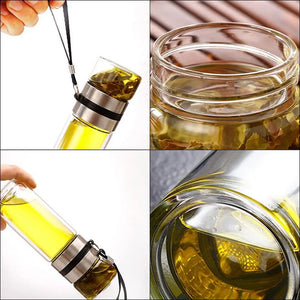 Hot Trend Vault tea water bottle with glass infuser for adults, reusable and portable for healthy tea drinking on the go.