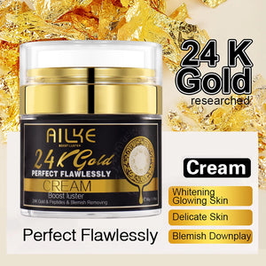 Elegant bottle of AILKE 24K Gold Collagen Whitening serum by Hot Trend Vault, showcasing the luxurious packaging.