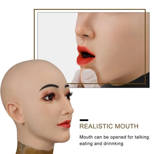 Silicone Female Mask Headgear Hoods pretty girl face mask spoof props for Cosplay Crossdresser women men transgender