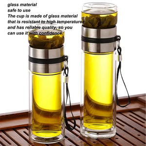 Hot Trend Vault reusable tea water bottle with glass infuser for adults, showing the sleek bottle and infuser inside.