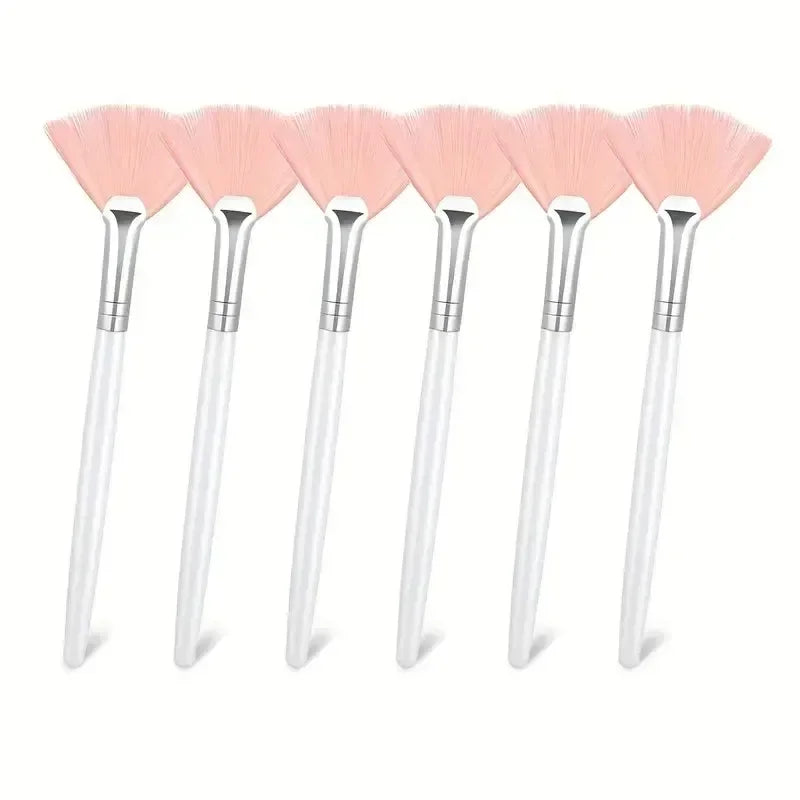 3/6/12pcs Practical Facial Brushes Fan Shape Brush Flat Head Face Mask Applicator Soft Portable Mask Brushes Cosmetic Tools