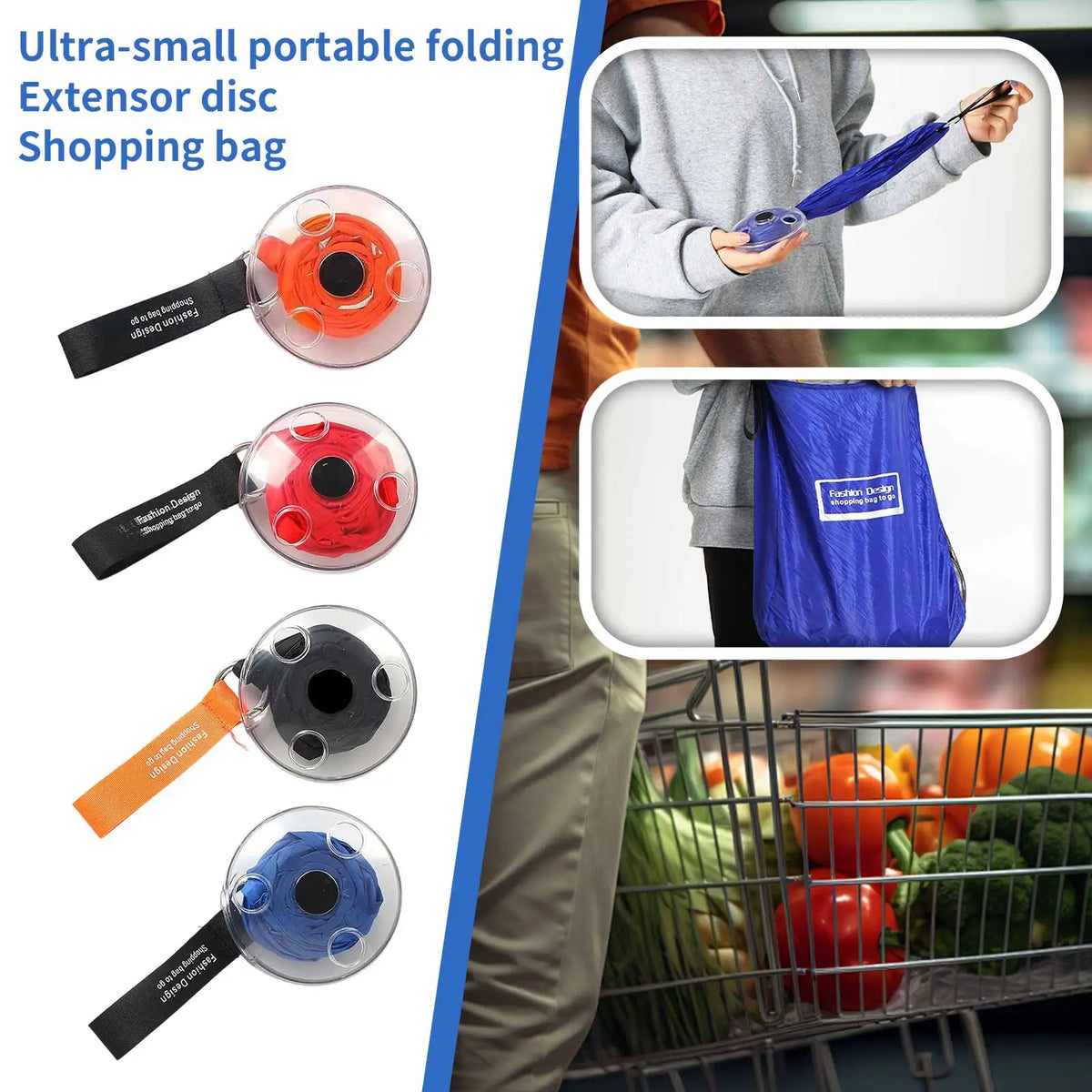 Large capacity reusable shopping bag by Hot Trend Vault with portable tote design, ideal for travel and grocery shopping.