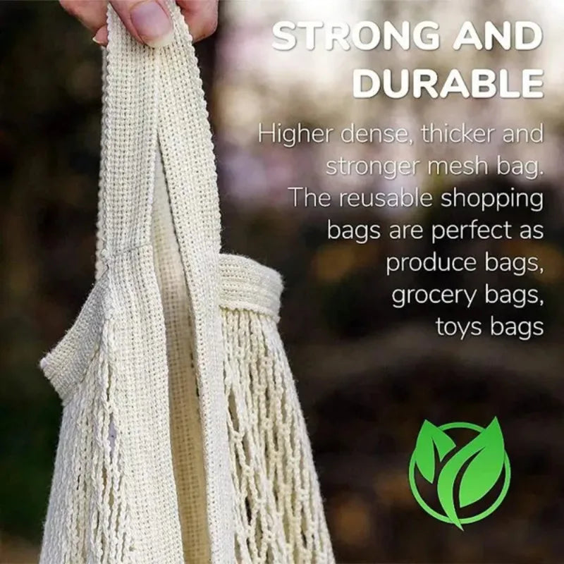 Reusable mesh grocery bags from Hot Trend Vault, washable and eco-friendly for eco-conscious shoppers, with breathable mesh design.